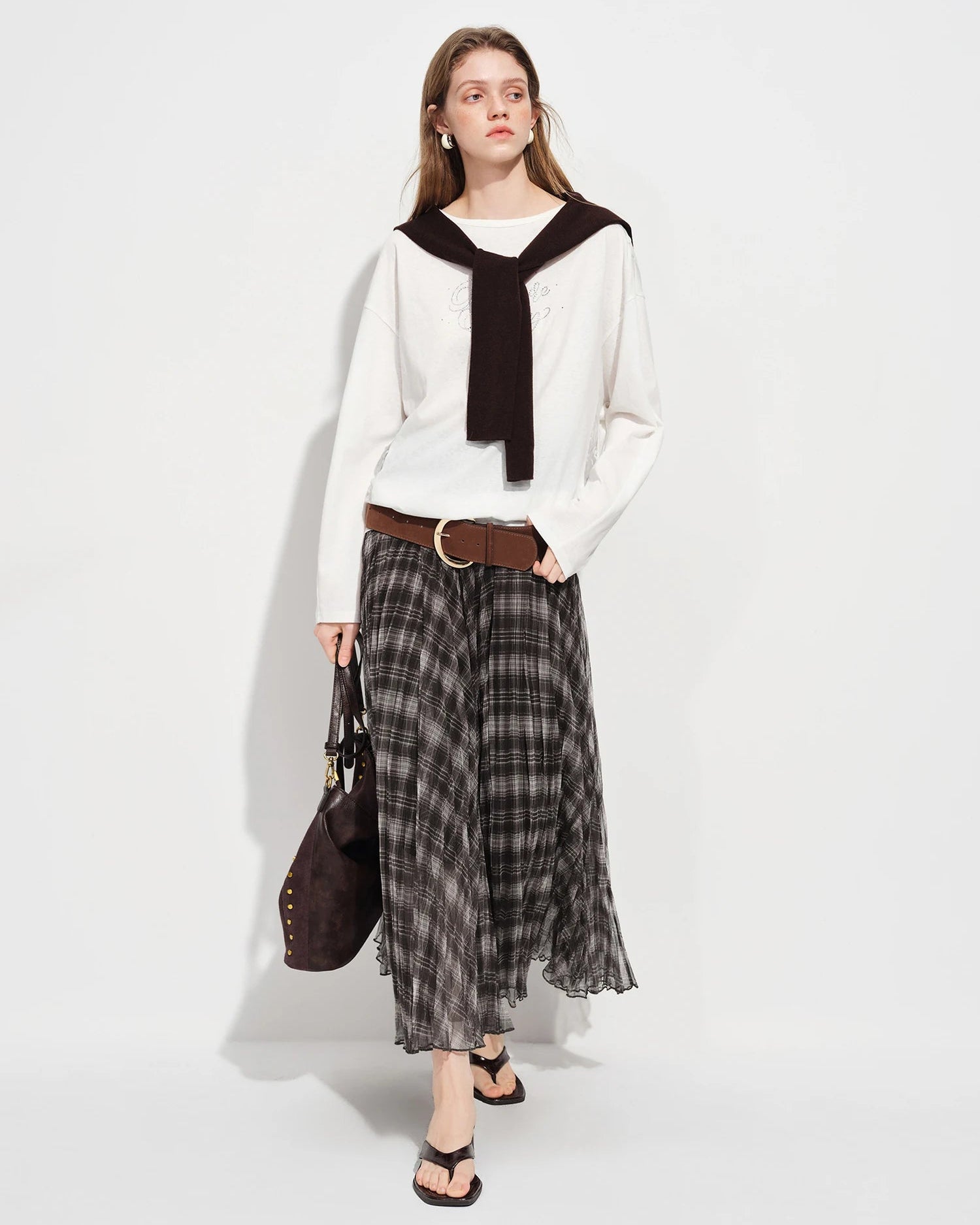 Retro Plaid Mesh A-Line Skirt