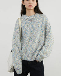 Loose O-Neck Dot Knit Pullover Sweater