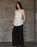 Sleeveless Linen Backless Halter Top