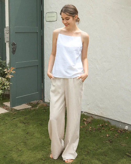High-Waisted Wide-Leg Straight Pants