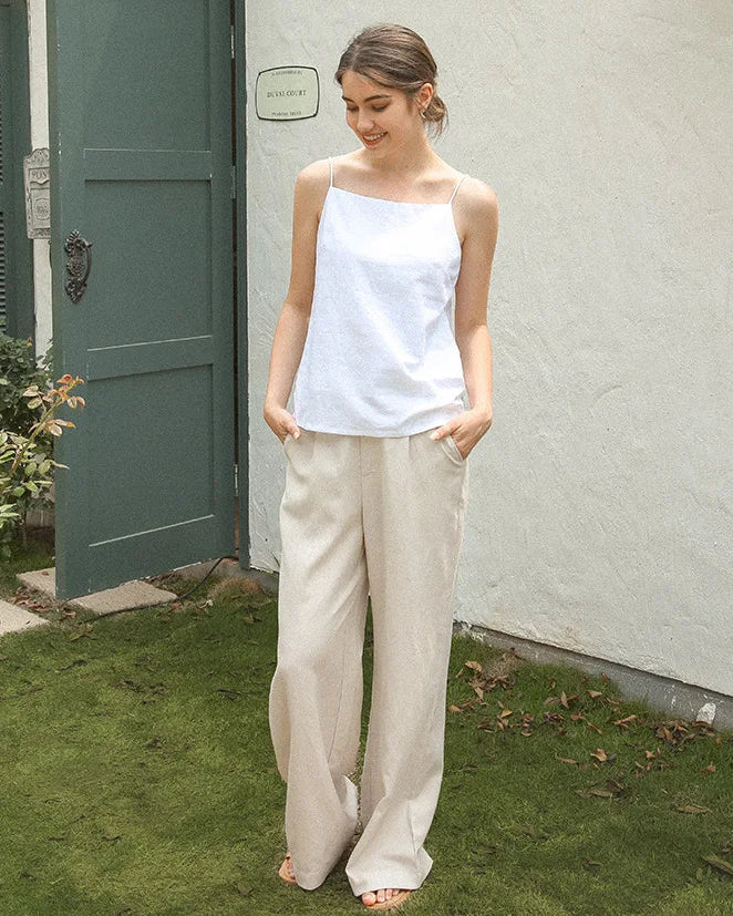 High-Waisted Wide-Leg Straight Pants