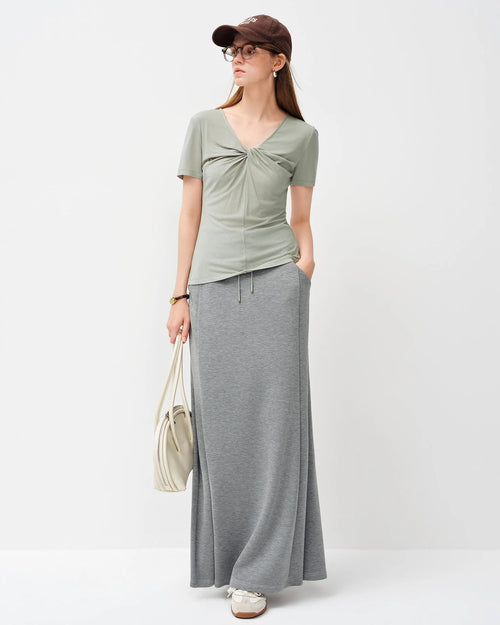 Silk Blend V-Neck Knit Top