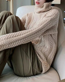 Cable Knit Turtleneck Cashmere Sweater
