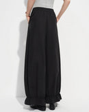 Elastic-Waist Wide-Leg Flared Trousers