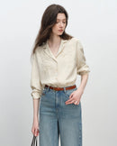 Linen-Blend Polo-Neck Button-Front Shirt