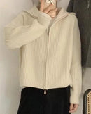 Zipper Wool Knitted Short Coat