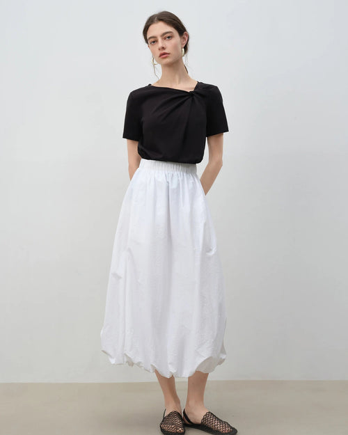 Asymmetrical Knotted Short-Sleeved T-Shirt