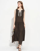V-Neck Sleeveless A-Line Maxi Dress
