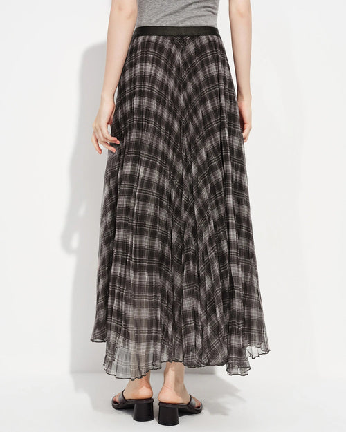 Retro Plaid Mesh A-Line Skirt