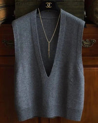 Deep V-Neck Wool Vest
