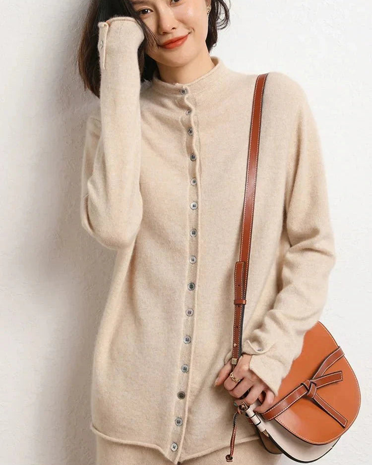 Cashmere Knitted Causal Stand-up Collar Cardigan