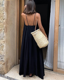 Rayon Spaghetti-Strap Backless Maxi Dress