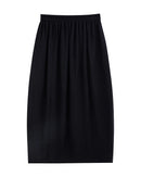 Linen Blend Stretch Waist A-Line Skirt