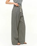 Plaid High-Waist Straight-Leg Blend Trousers