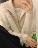 Zipper Wool Knitted Short Coat