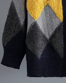 Fleece Patchwork Vintage V-Neck Short Cardigan