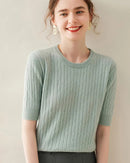 100% Cashmere Short Sleeve Pullover Sweatshirt