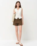 Loose-Fit V-Neck Woven Sleeveless Vest