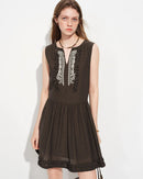 V-Neck Sleeveless A-Line Midi Dress