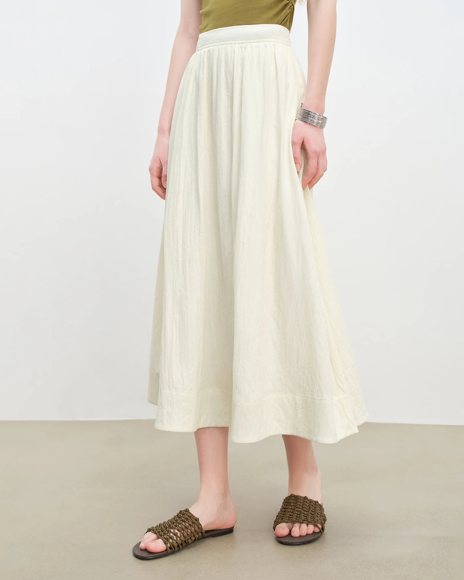 Stretch High-Waisted A-Line Maxi Skirt