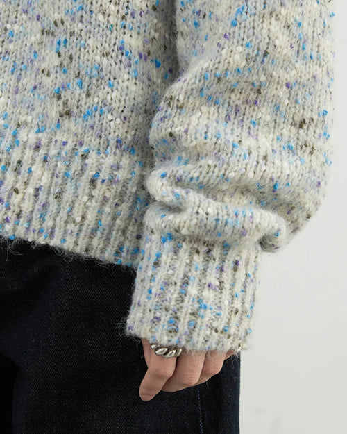 Loose O-Neck Dot Knit Pullover Sweater