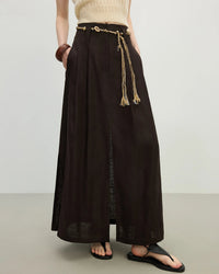 Tencel-Linen A-Line Midi Skirt