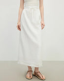Loose-Fit Solid-Color A-Line Knit Skirt