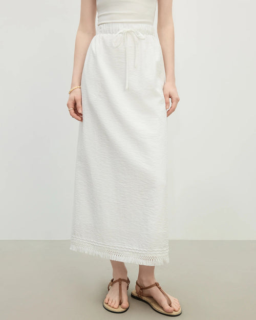 Loose-Fit Solid-Color A-Line Knit Skirt
