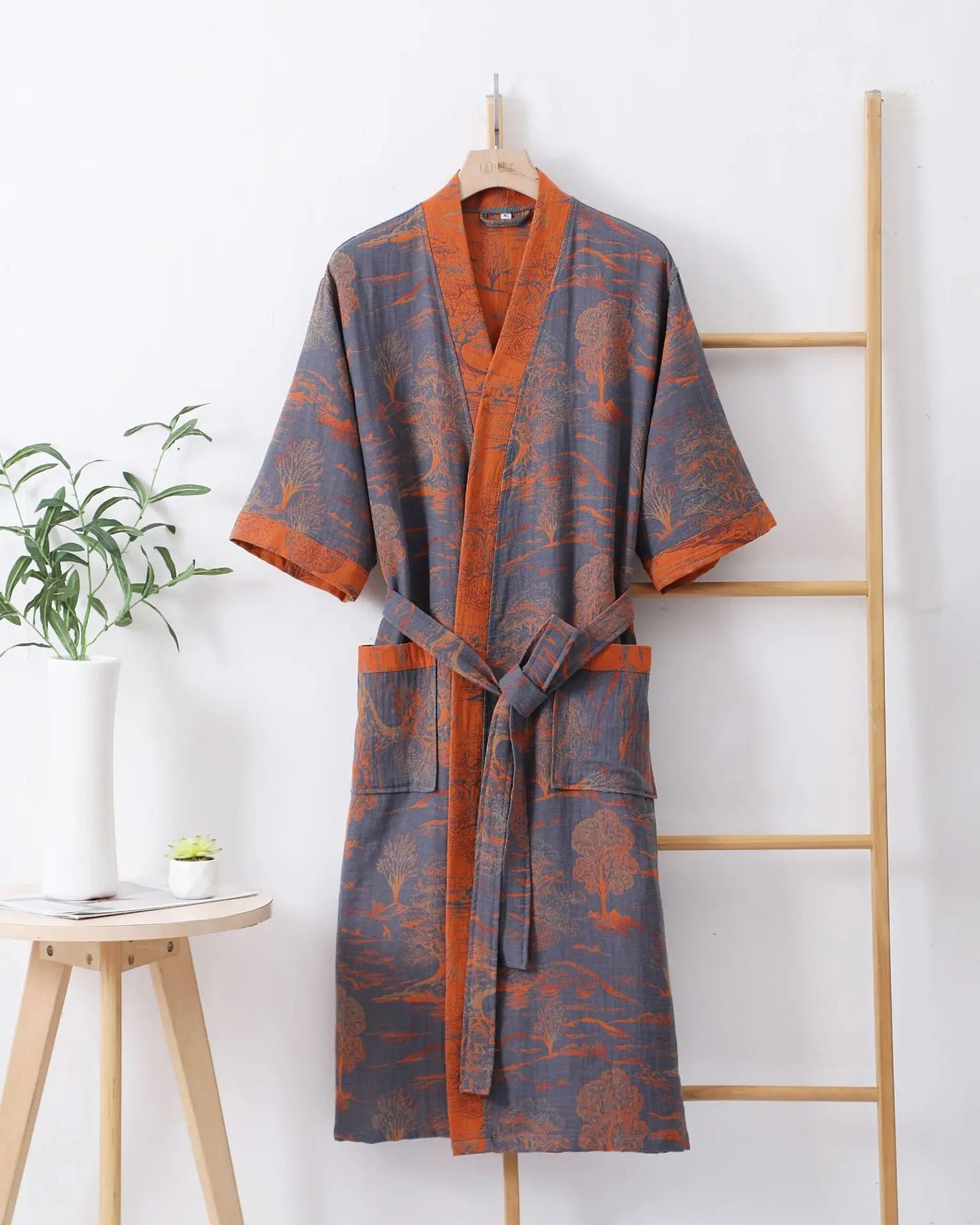 Cotton Double Gauze Japanese Kimono Robe