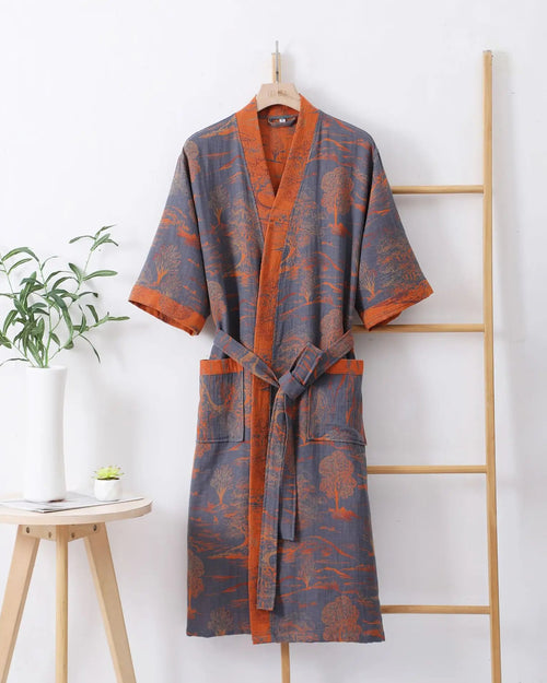 Cotton Double Gauze Japanese Kimono Robe