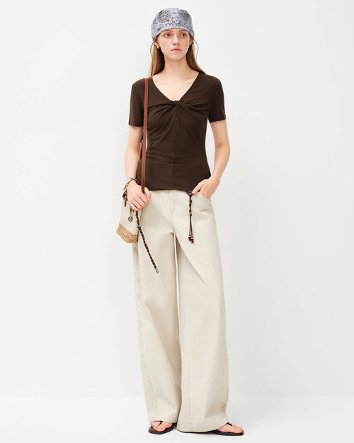 Silk Blend V-Neck Knit Top