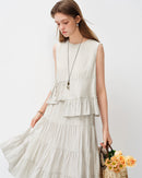 Irregular Sleeveless Casual Striped Shirt