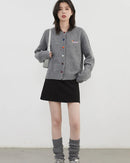 Relaxed Knit Cardigan With Round Neck