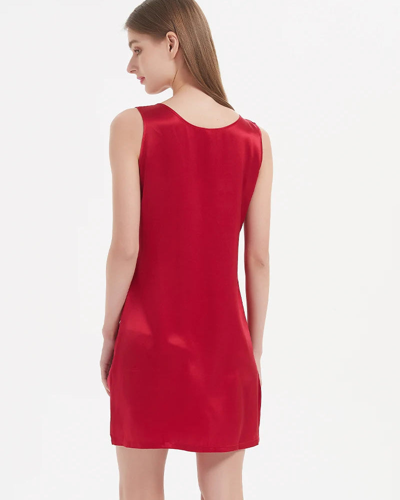 Mulberry Silk Round Neck Sleeveless Mini Dress