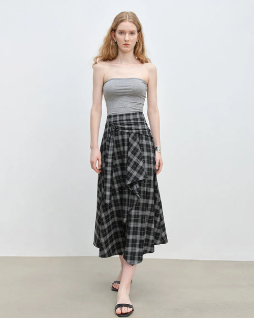 Asymmetrical Hem High-Waisted A-Line Skirt