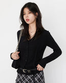 Slim-Fit V-Neck Single-Breasted Shirt
