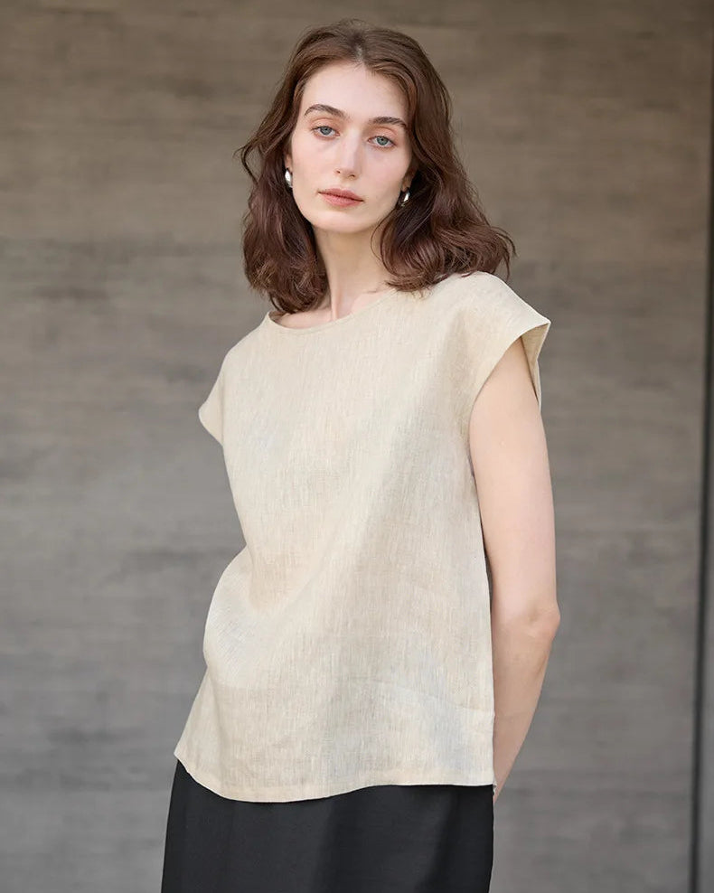 Linen Short Sleeve O-Neck Shirts