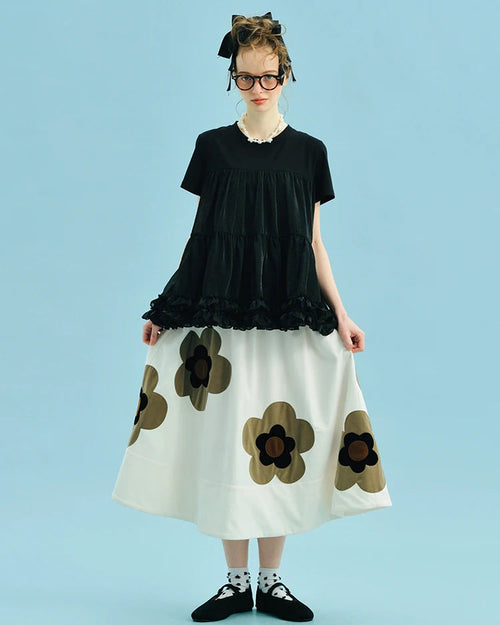 Tiered Spliced Relaxed Knit Tee