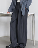 Drawstring Pleated Wide-Leg Suit Trousers