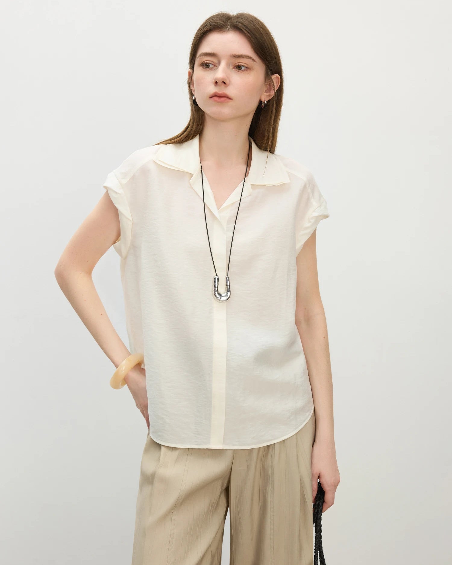 Collared Knit Short-Sleeved Shirt