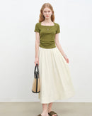 Stretch High-Waisted A-Line Maxi Skirt