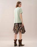 Cotton Floral Oversized Round-Neck Tee