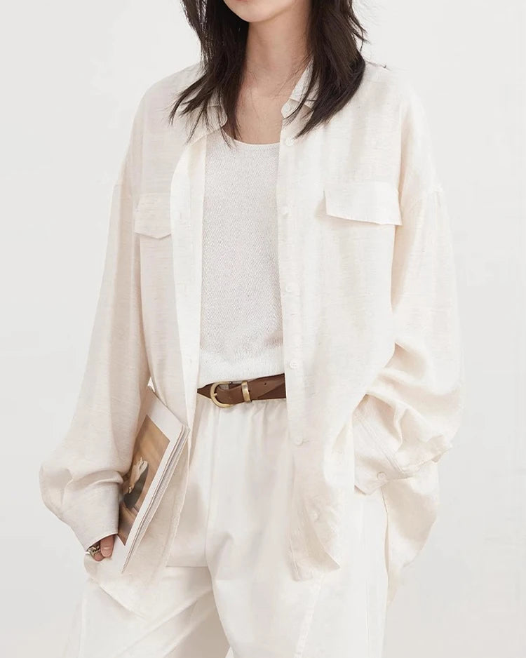 Single-Breasted Loose Long-Sleeved Shirt