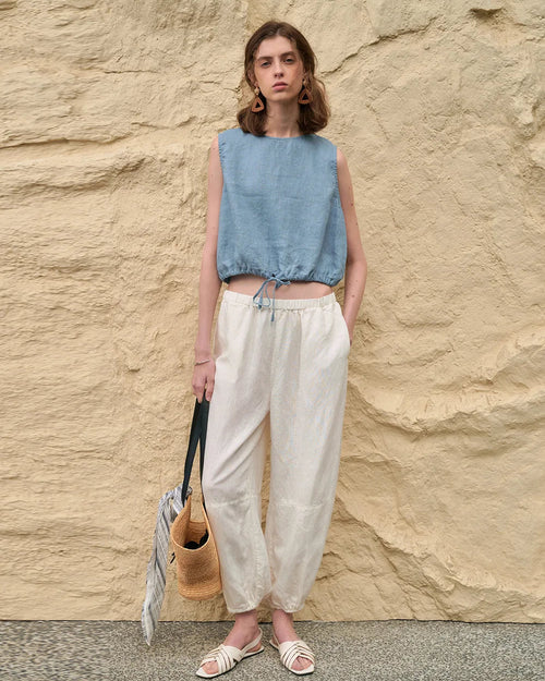 Linen Sleeveless O-Neck Casual Top