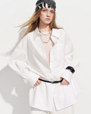Loose-Fit Cotton Stand-Collar Shirt
