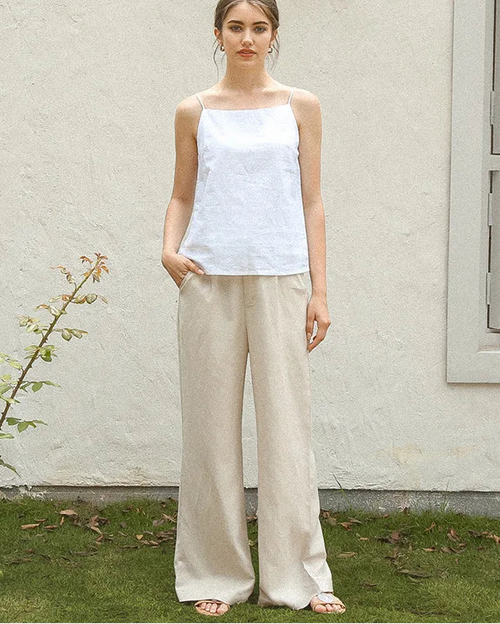 High-Waisted Wide-Leg Straight Pants