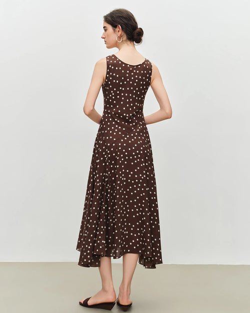 Polka Dot Chiffon Bias-Cut Dress