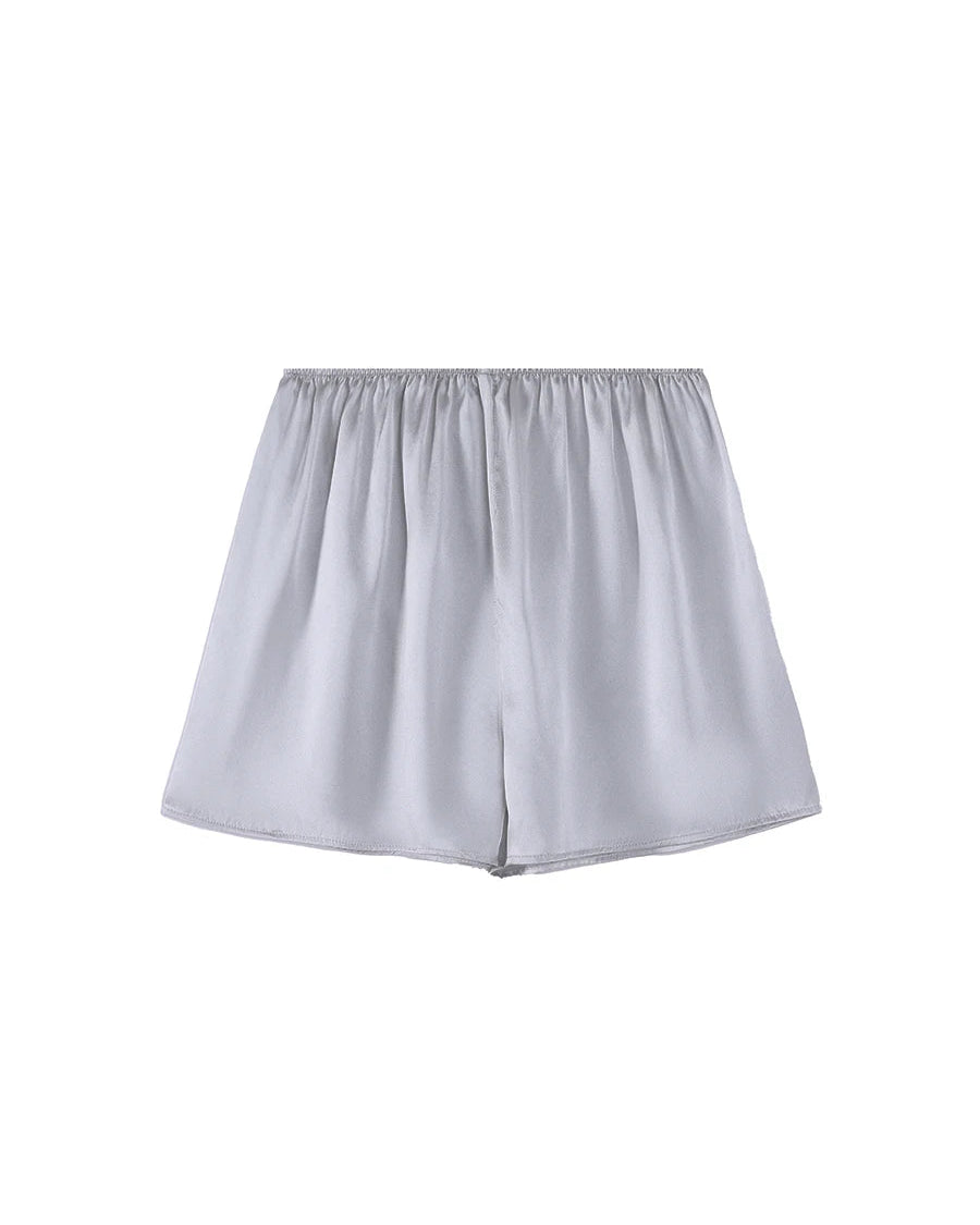 Mulberry Silk Satin Elastic-Waist Shorts