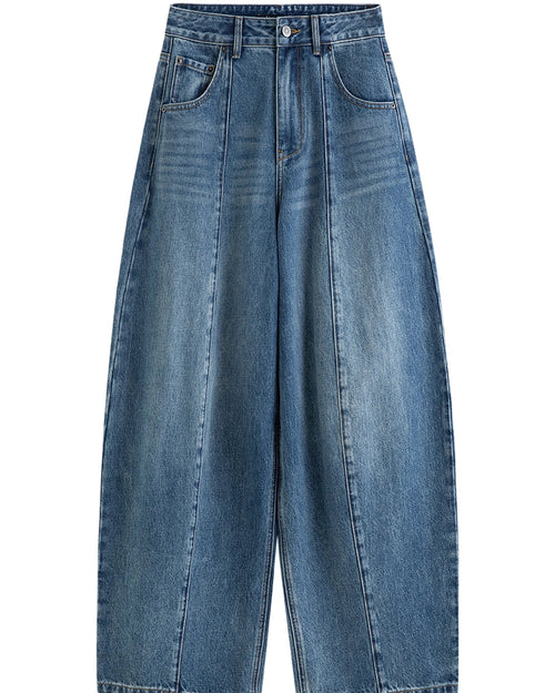 High-Waisted Straight-Leg Curved Jeans