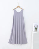 Modal Sleeveless Round-Neck Mid-Calf Sleep Dress